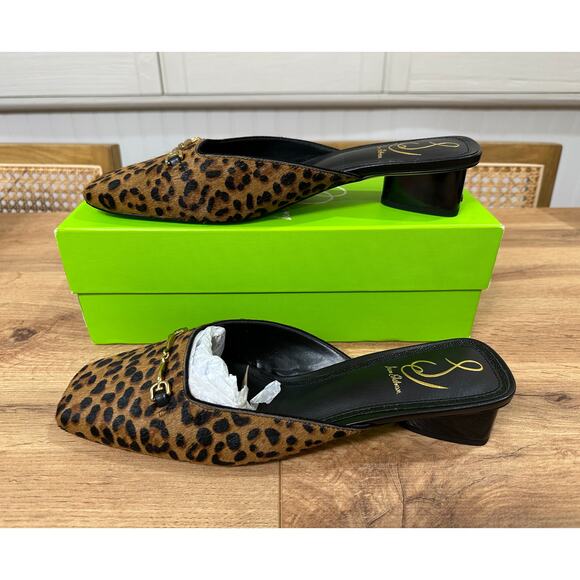 Sam Edelman Ollie Square Toe Bit Mule Flat Granda Tan Leopard Size 9.5 NIB Sleek - Picture 4 of 13